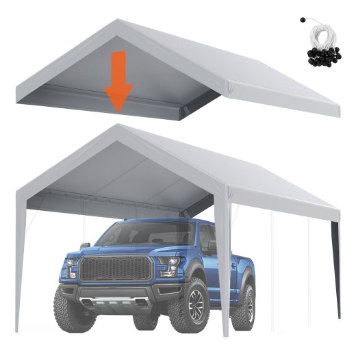 Vevor Carport Replacement Canopy Cover 10 x 20 Ft - Waterproof Garage Top Tent Shelter Tarp