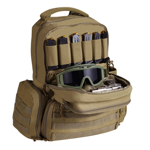Vevor Tactical Range Backpack For 6 Pistols Gun Backpack Brown,Range Bag For Handguns Gun Case Bag With Lockable Zipper For Shooting Range Outdoor Hunting