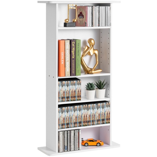 Vevor Media Storage Cabinet - 5 Layers Adjustable DVD Shelves, Holds 240 CDs - White