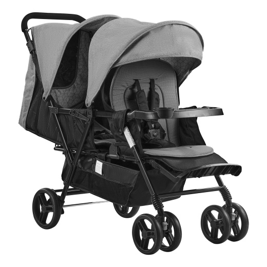 Vevor Double Stroller Foldable Lightweight Twin Tandem Stroller Dark Gray