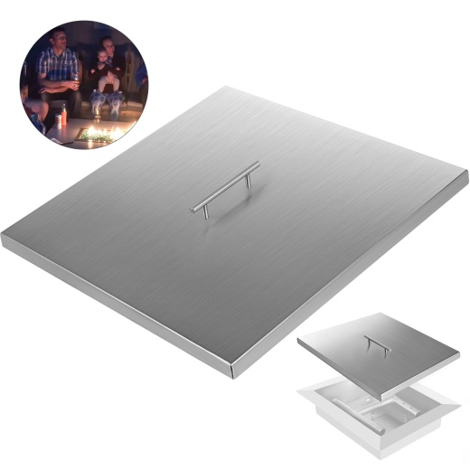 Vevor Fire Pit Lid 27 x 27 Inch 1.5Mm Thick 430 Stainless Steel Fire Pit Burner Cover