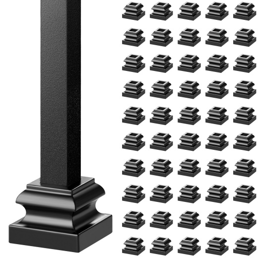 Satin Black Baluster Shoes for Staircase Railing - 50 Pcs