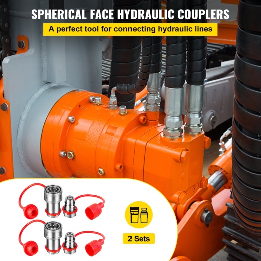 Vevor Spherical Face Hydraulic Couplers 3/8'' Body 3/8'' Npt Thread