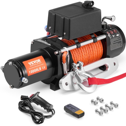 Vevor Electric Winch Truck 10,000 Lb Synthetic Rope Waterproof Remote Control