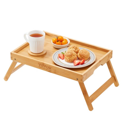 Vevor Bed Tray Table with Foldable Legs - Bamboo Breakfast Tray for Sofa and Bed