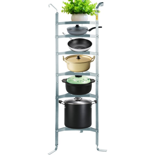 Vevor 6-Tier Cookware Stand: Satin Nickel Multi-Layer Pot Rack