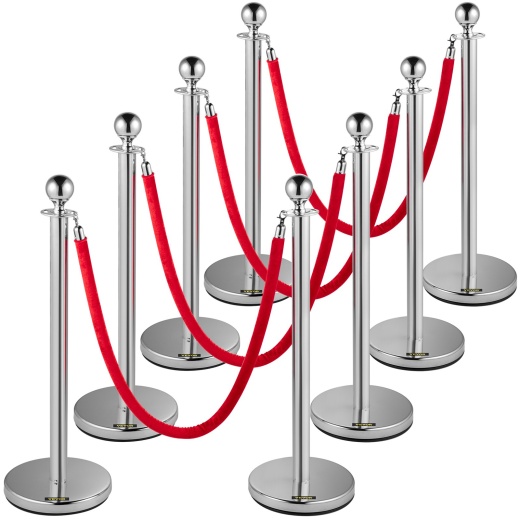 Vevor Crowd Control Stanchion Set of 8 with Red Velvet Rope