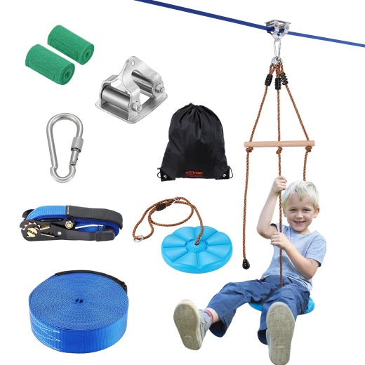 Vevor 52 Ft Zip Line Kit for Kids and Adults - Up to 500 Lb Capacity