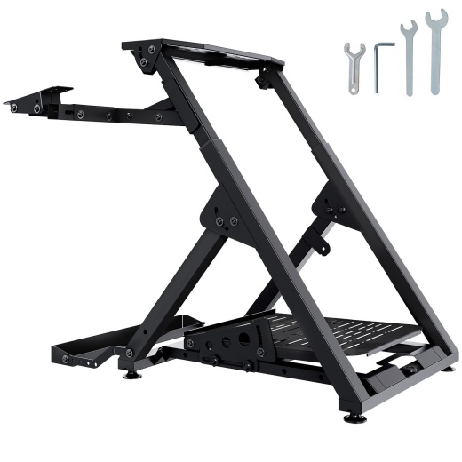 Vevor Foldable Racing Steering Wheel Stand, Height Adjustable Universal Base Compatible With Logitech & Thrustmaster Racing Wheel And Pedal, Movable Wheels Heavy-Duty Frame Standard Gt/Formula Seating