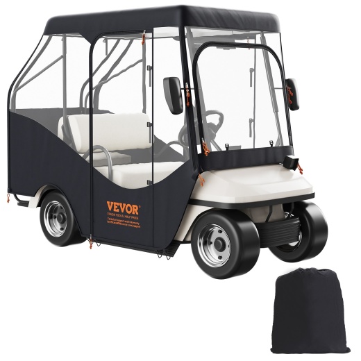 Vevor Golf Cart Enclosure - 420D Polyester Driving Enclosure with 4-Sided Transparent Windows