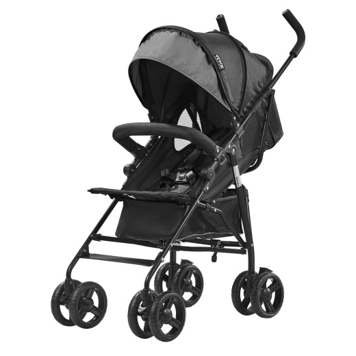 Vevor Lightweight Stroller Compact Easy Fold Adjustable Backrest Dark Gray/Black