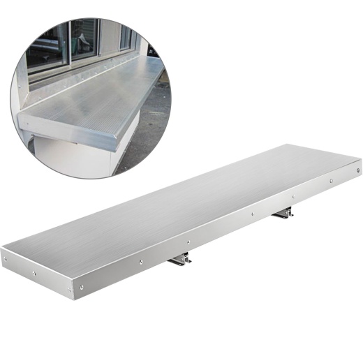 Vevor Concession Shelf 48L x 12W Inch Stainless Steel Drop Down Folding Serving Food Shelf Stand