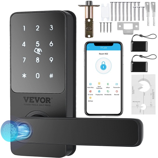 Vevor Smart Lock 5-In-1 Smart Door Knob - Fingerprint Deadbolt with App Control