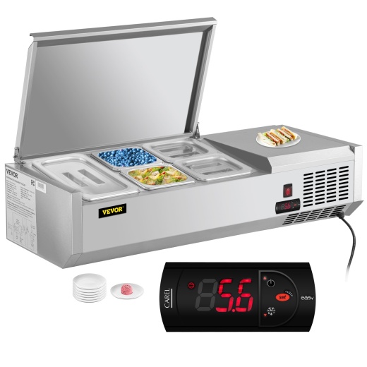 Vevor Refrigerated Condiment Prep Station - 40-Inch Sandwich/Salad Table
