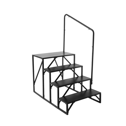 Vevor Rv Steps, 4-Step Rv Stairs with 440 Lbs Load Capacity, Thickened Carbon Steel, Handrail and Non-Slip Steps