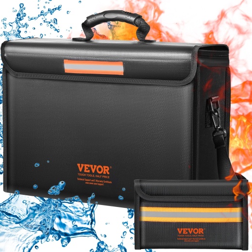 Vevor Fireproof Document Box - 3-Layer Folding Fireproof and Waterproof File Box