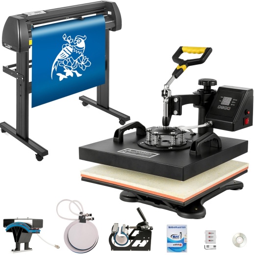 5In1 Heat Press 15"X15" 28" Vinyl Cutter Plotter T-Shirt Sticker Print Usb Port