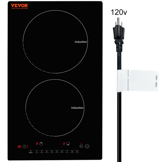 Vevor Electric Cooktop, 2 Burners, 12'' Induction Stove Top