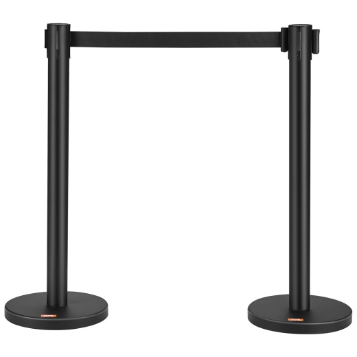 Vevor Crowd Control Stanchions - 2-Pack Crowd Control Barriers with 6.5FT Black Retractable Belt