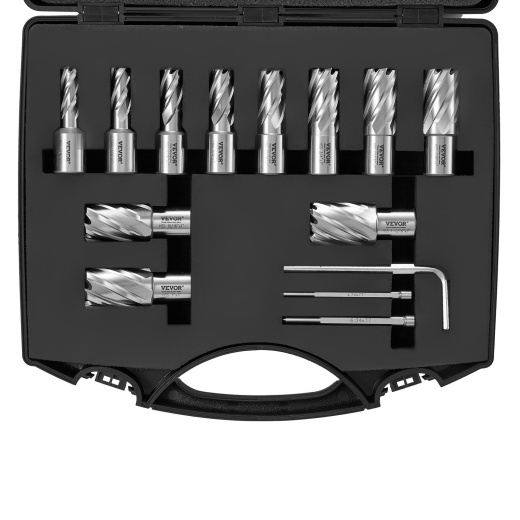 Vevor Annular Cutter Set - 13 Pcs Weldon Shank Mag Drill Bits