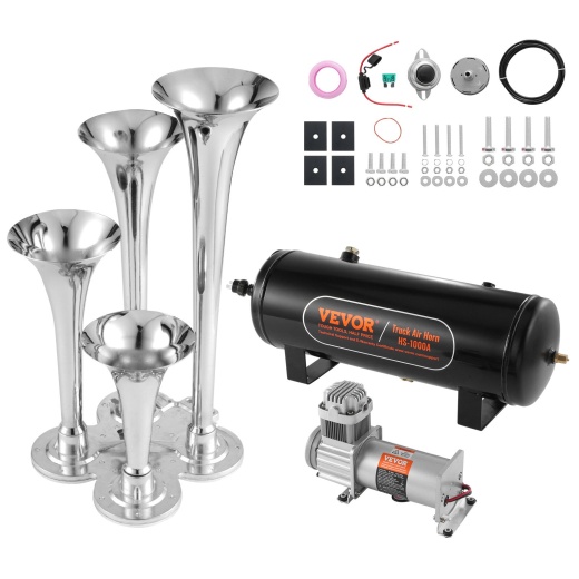 Vevor Train Horns Kit - 4 Trumpet Air Horn Kit for Pickup Trucks and More