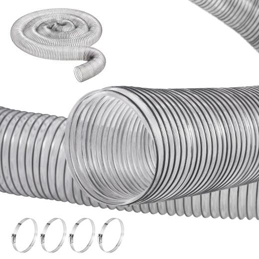 Vevor 4'' X 20' Dust Collection Hose Thickened Pvc Flexible Clear Hose