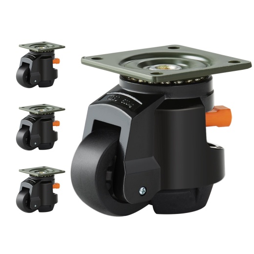 Vevor Leveling Casters, Set of 4, 2200 Lbs Total Load Capacity, 2.5 Inches, Heavy Duty With Upgraded Handle Design, 360 Degree Swivel Caster Wheels, Adjustable Casters With Feet For Workbench, Machine