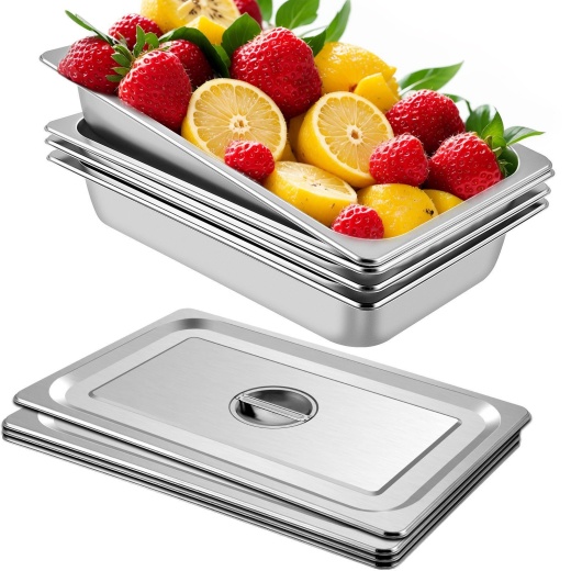 Vevor 4-Pack Steam Table Pans - Full Size 13L Deep Food Container Oven Tray