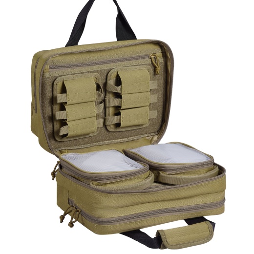 Vevor Range Bag For 2 Pistols Tactical Gun Bag 2 Built-In Pistol Bags Brown，Range Bag For Handguns Gun Case Bag With Lockable Zipper For Shooting Range Outdoor Hunting