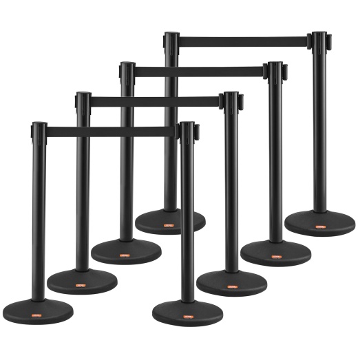Crowd Control Stanchions, 8-Pack Crowd Control Barriers with Retractable Belts