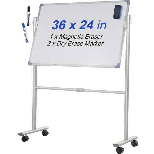 Vevor Mobile Magnetic Whiteboard, 36 X 24 Inch - Double Sided and Adjustable