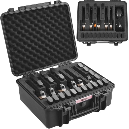 Vevor Hard Pistol Cases With Pre-Cut Pu Foam, Waterproof & Dustproof Hard Gun Case For 1 Pistol, 19.3×17.1×8.3 In Lockable Pistol Case, Black