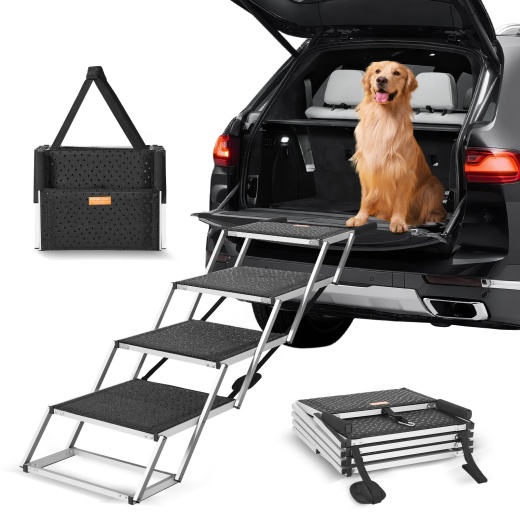 Vevor Dog Stair For Cars - 4-Step Folding Dog Steps