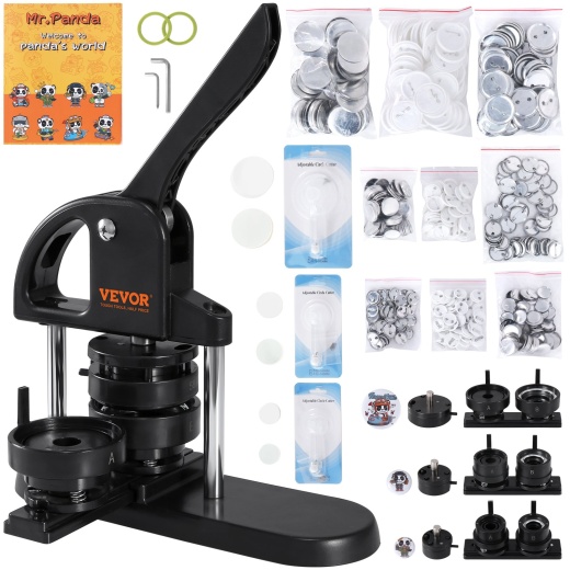 Vevor Button Maker - 3-In-1 Pin Maker with Panda Magic Book