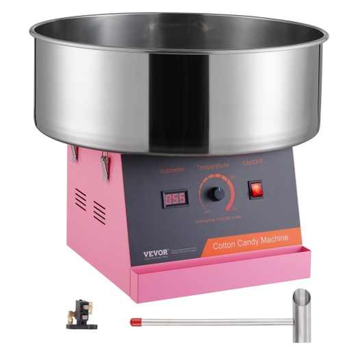 Vevor Electric Cotton Candy Machine, 1000W Candy Floss Maker, Commercial Cotton Candy Machine With Stainless Steel Bowl, And Sugar Scoop, Perfect For Home Kids Birthday, Family Party (Pink)