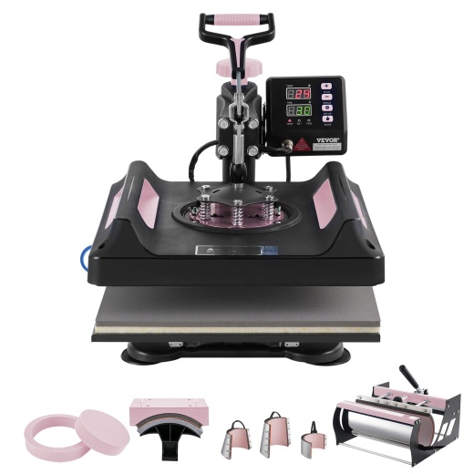 Vevor 8 In 1 Heat Press Machine 15X15 In 30Oz Tumbler Press T-Shirts - Black