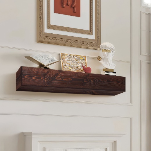 Vevor Fireplace Mantel Wood Shelf Floating Rustic Fireplace Mantel 60" Brown