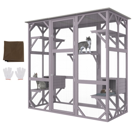 Vevor Cat House Outdoor - 7-Tier Large Catio with 5 Platforms, 2 Resting Boxes & Large Front Door
