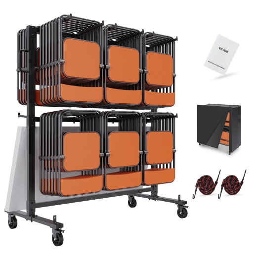 Vevor Folding Chair Cart - Double Layer Mobile Stackable Chair Dolly