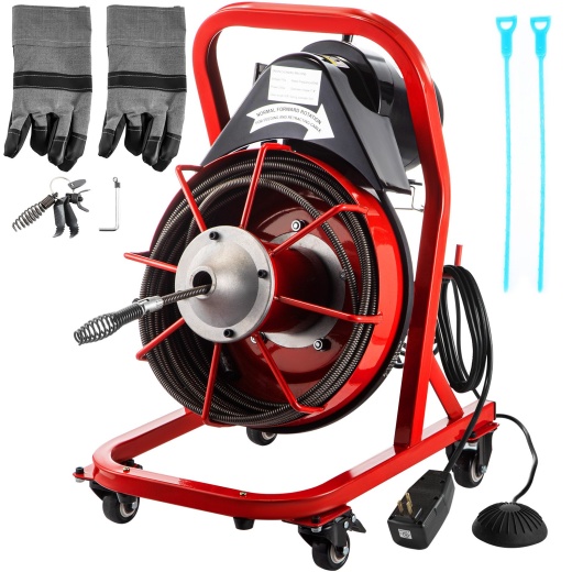 Vevor Electric Drain Auger, 75' X 3/8" - Efficient Drain Cleaning Solution