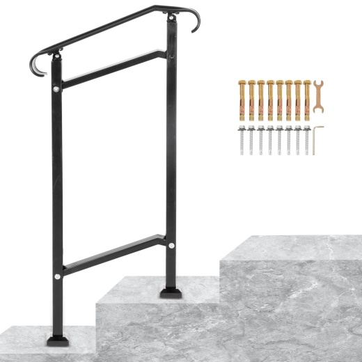 Vevor Outdoor Stair Railing - Wrought Iron Handrail for 1 or 2 Steps