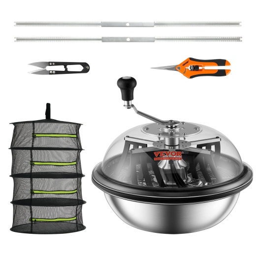 Vevor Leaf Bowl Trimmer, 16'' Trimmer Bowl, Manual Bud Trimmer with Stainless-Steel Blades for Twisted Spin Cut