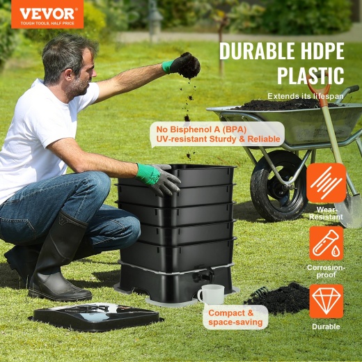 Vevor 5-Tray Worm Composter - Sustainable Worm Farm Kit for Vermicomposting