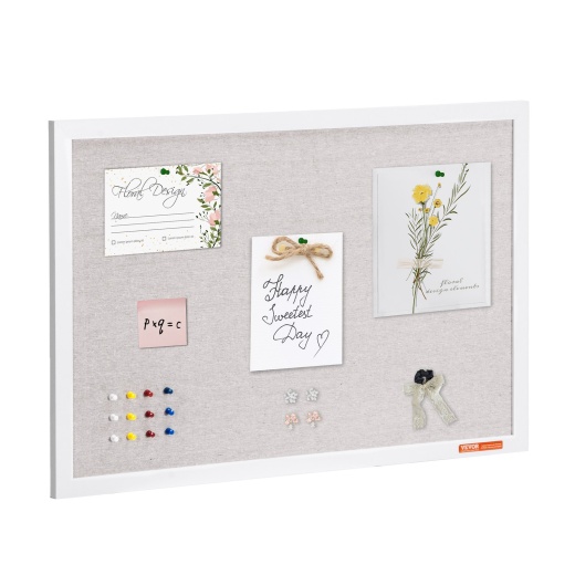 Vevor 30"X20" White Cork Board With Linen Surface – Stylish Wall-Mounted Bulletin Board For Home, School, Office – Elegant & Functional Noticeboard