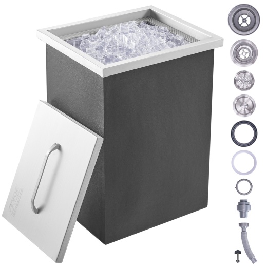 Vevor Drop In Ice Chest - 40 Qt Stainless Steel Outdoor Kitchen Ice Bar