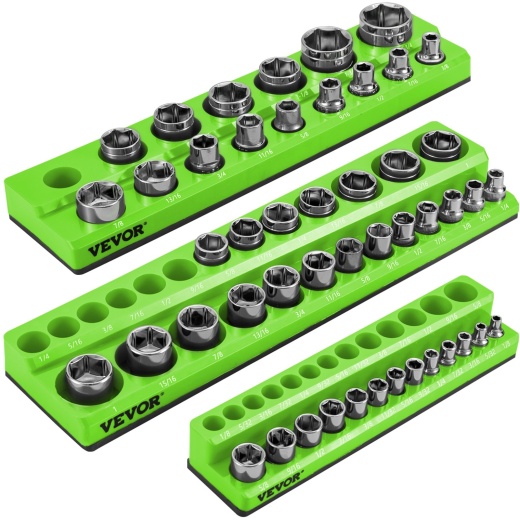 Vevor 3-Pack SAE Magnetic Socket Organizers - Ultimate Socket Storage Solution