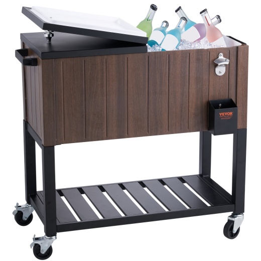 Vevor Rolling Ice Chest Cooler Cart 80 Quart - Portable Bar Drink Cooler for Backyard Party
