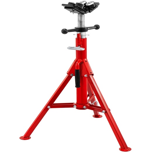 Vevor Pipe Jack Stand with 4-Ball Transfer V-Head and Folding Legs - 1500Lb Welding Pipe Stand Adjustable Height 28-52In