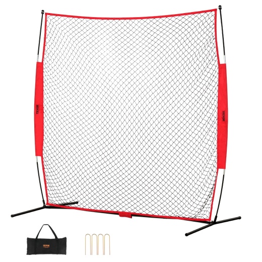 Vevor Barricade Backstop Net - 7x7 Ft Ball Sports Barrier Netting for Backyard Training