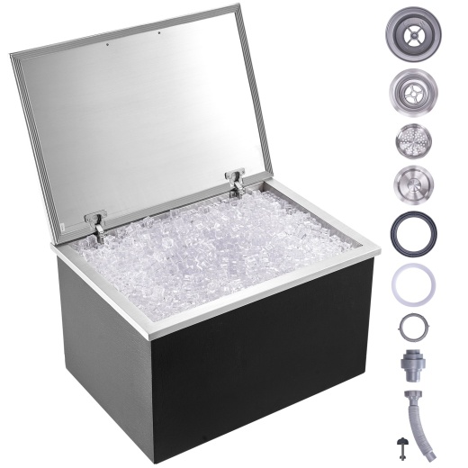 Vevor Drop-In Ice Chest, 28"L x 20"W x 17"H Stainless Steel Ice Cooler